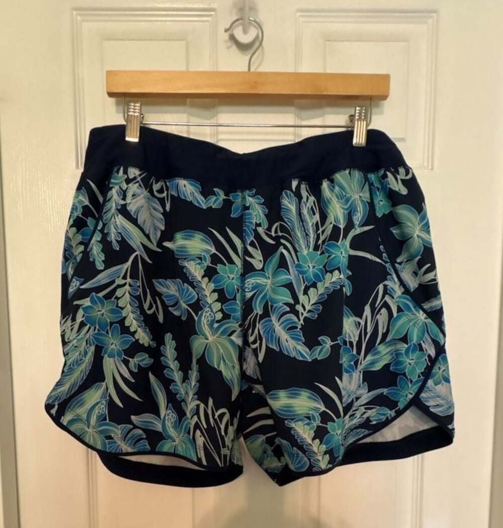 GUC Lands' End Women's Floral Quick Dry Swim Board Shorts, Size 16